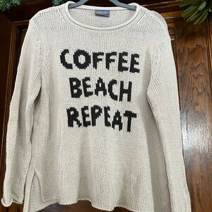 Wooden Ships Cream Sweater with Black Text